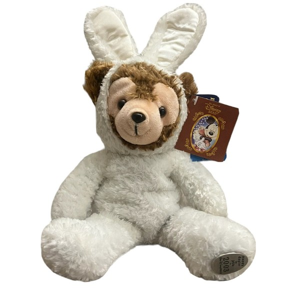 Disney Parks Hidden Mickey Pre-Duffy 13" White Plush Bear Easter Holiday 2003 - Picture 1 of 7